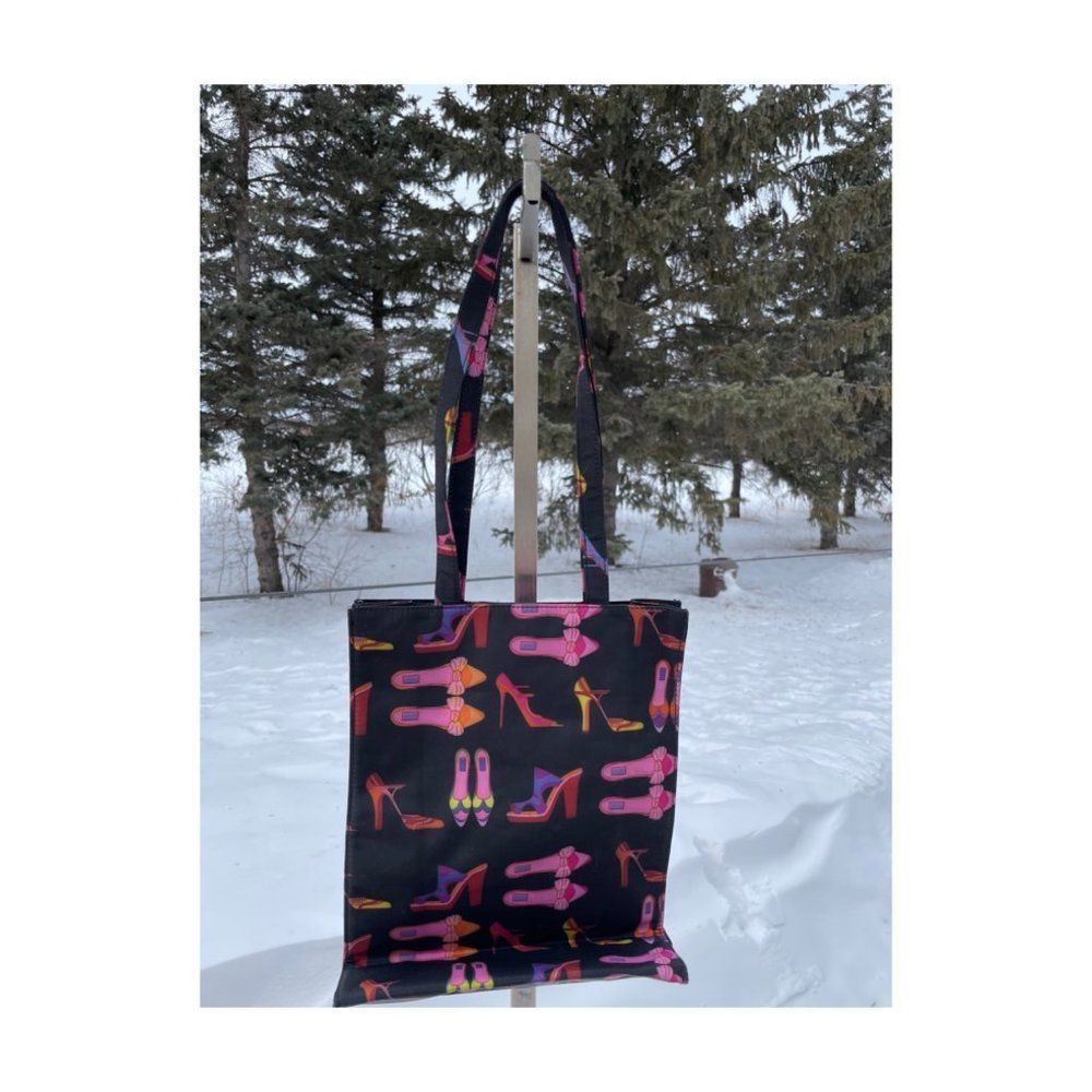 Fashion Shoes Vinyl Tote Bag 14.5x5x10.5"